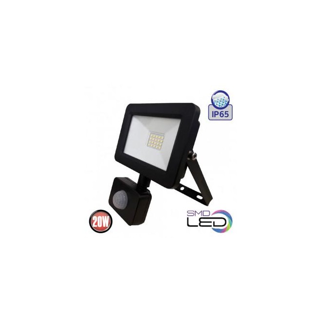 LED STRÅLKASTARE 20W MED RÖRELSEVAKT VATTENTÄT IP65 - Aslan/S-20 LED strålkastare med rörelsevakt 20W