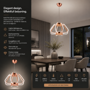 LED Taklampa ELECTRA 38W 4000K Krom/Röd Koppar