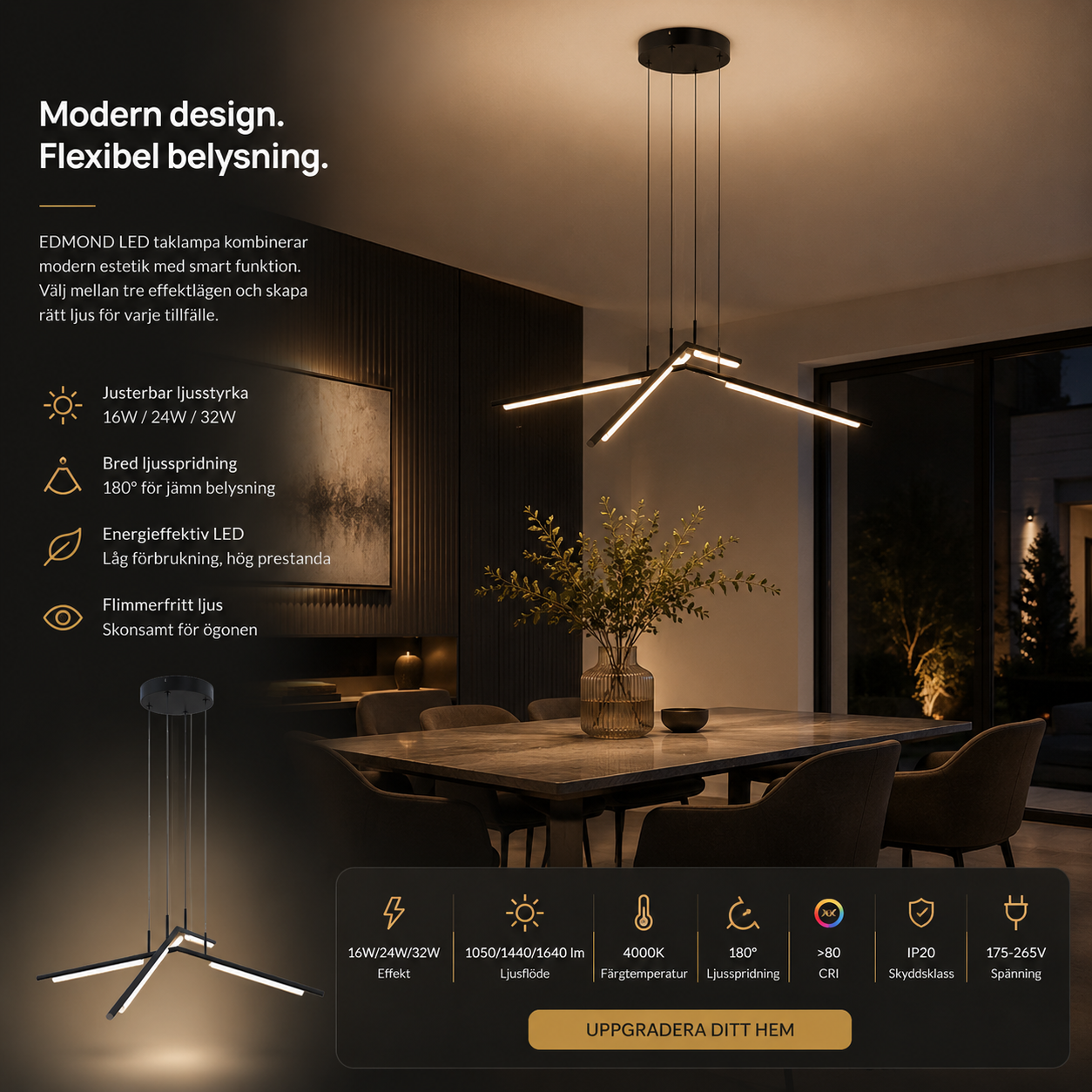 LED Taklampa EDMOND 16-32W 4000K Modern Belysning LED Taklampa EDMOND 16-32W 4000K Modern Belysning