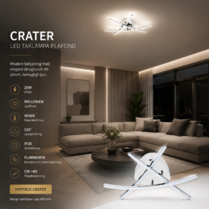 LED Taklampa Plafond CRATER 20W 4000K Modern Belysning