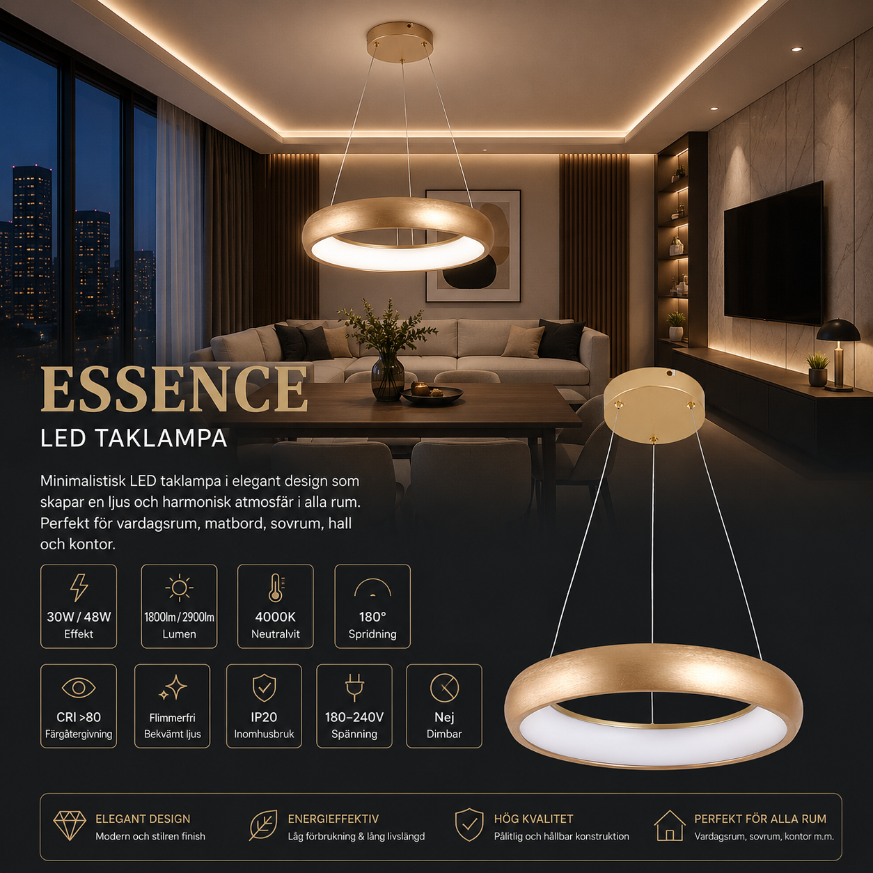 Kristall taklampa svart roseguld ESSENCE – Modern LED belysning Kristall taklampa svart roseguld – Elegant LED-belysning