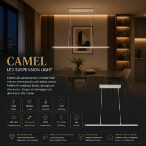 LED pendellampa 24W 4000K 1800lm krom CAMEL